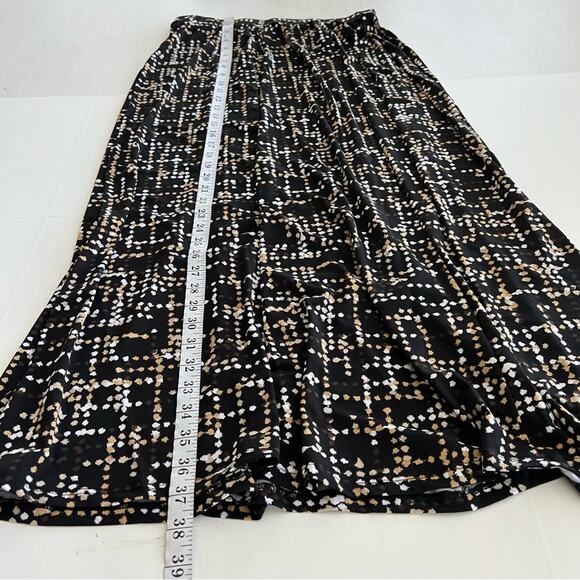 New JESSICA LONDON Printed Knit Maxi Skirt Women's Size 12 Black Gold White - Picture 6 of 10